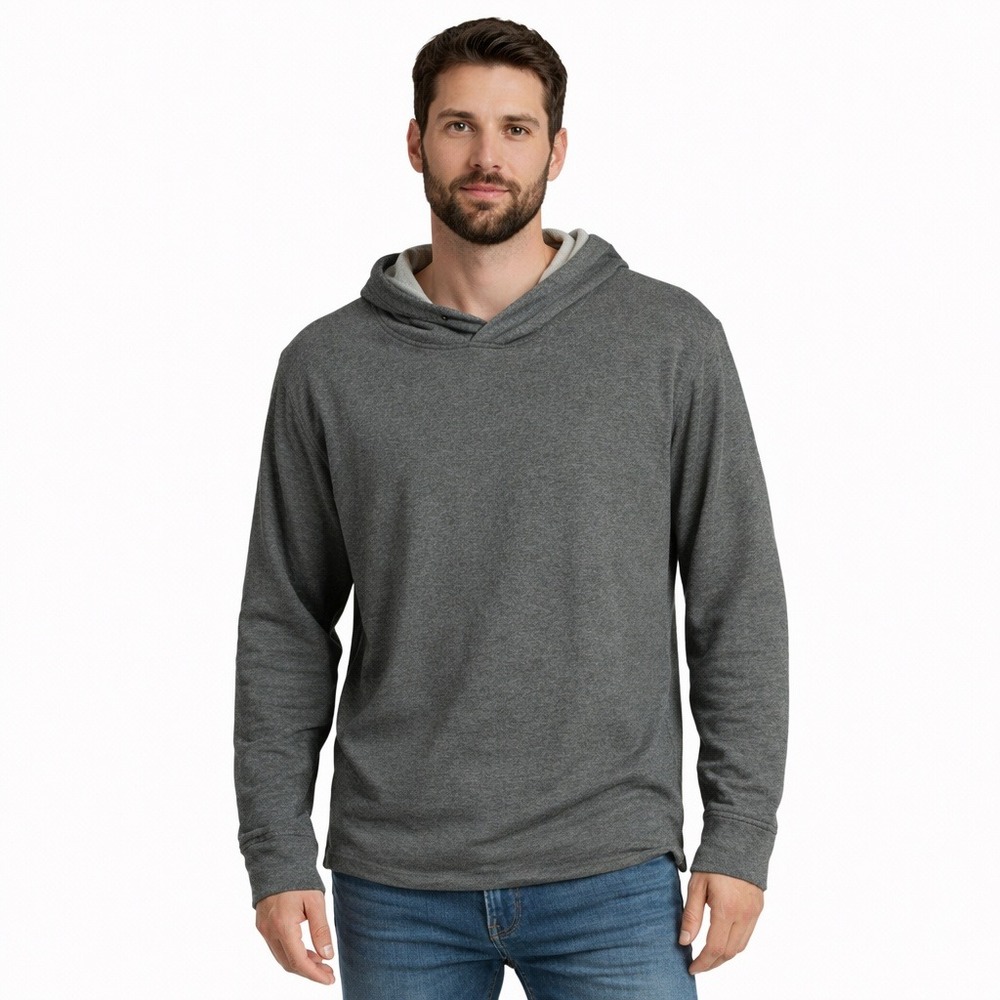 London Fog Supply Lightweight Heathered Pullover Hoodie Charcoal Grey Size XXL
